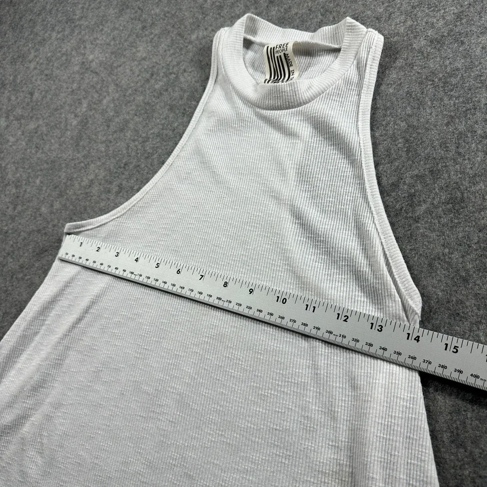 Free People Tank Top Small White Ribbed High Neck Trapeze‎ Swing Racerback Flaws